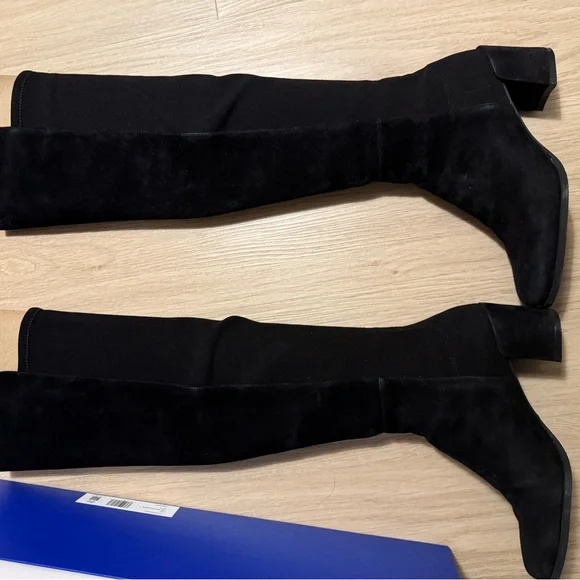 Stuart Weitzman Black Suede Over the Knee Boots - Picture 5 of 9